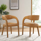Modway - Pinnacle Cuir végane Chaise à manger Ensemble de 2 - Tan-Épingles de pied non marquées