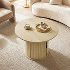 HOMCOM - Table basse ronde 31,5 po avec rangement - bois naturel-La surface résistante aux rayures permet un nettoyage facile et une utilisation à long terme