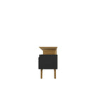 Manhattan Comfort - Meuble TV Yonkers 70,86 po style Mid-Century Modern - Noir et Cannelle-Base encadrée élégante à pieds évasés fabriquée en bois massif pour une durabilité accrue