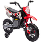 Qaba - Moto tout-terrain pour enfants 12V avec accélérateur à poignée tournante, roues d'entraînement, musique, pour tout-petits 3-6 ans - rouge-Le contrôle manuel de l’accélérateur permet d’ajuster la vitesse entre 1,5-3,1 mi/h (2,4-5 km/h) 