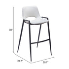 Zuo - Desi Tabouret de bar - Blanc - Ensemble de 2-6