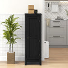 HOMCOM - Armoire de cuisine avec étagères réglables et porte simple pour salle à manger - noir-Le dispositif anti-basculement permet de le fixer au mur pour plus de sécurité 