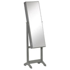 HOMCOM - Armoire à bijoux avec miroir - 18,4 po L x 14,4 po l x 59,6 po H - gris-Cadre en MDF pour une solidité et une durabilité au quotidien 