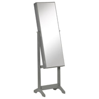 HOMCOM - Armoire à bijoux avec miroir - 18,4 po L x 14,4 po l x 59,6 po H - gris-Cadre en MDF pour une solidité et une durabilité au quotidien 