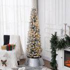 HOMCOM - Arbre de Noël artificiel floqué enneigé de 6 pieds avec lumières-L'éclairage LED blanc chaud offre une lueur chaleureuse et accueillante 