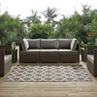 Modway - Cerelia Treillis marocains intérieurs et extérieurs Tapis 4 pi l x 6 pi L - Gris et beige-Tapis durable d’intérieur et d’extérieur