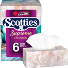 Scotties Supreme Lot de 6 boîtes de mouchoirs doux et résistants à 3 plis - Paquet de 6-Super doux et résistant : Profitez de mouchoirs 3 épaisseurs qui sont doux pour les peaux sensibles tout en étant tenaces pour les tâches difficiles