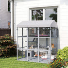 PawHut - Grand catio 81 po H avec plancher pour empêcher les évasions, nettoyage facile-Spacieux avec des condos, des plateformes, des échelles, des rampes et un hamac 