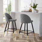 Modway - Cordial Tissu Tabourets de comptoir - Gris clair - Ensemble de 2-Rembourrage en tissu polyester