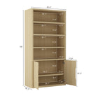 Manhattan Comfort - Rivington bibliothèque moderne à 4 étagères 40" avec armoire Lot de 2 - Chêne naturel-Portes épurées sans poignées avec découpes intégrées pour un aspect moderne et élégant