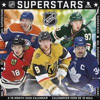 DateWorks - 2026 Mini Calendrier Mural 16 Mois - 7 po x 7 po - Superstars de la LNH - Bilingue -7,00" x 7,00"