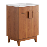 Modway - Miles 24" Vanette de salle de bain - Noyer blanc-Panneau de particules et stratifié de mélamine