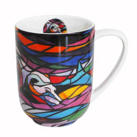 Oscardo - Tasse porcelaine « Salmon Hunter » de Don Chase - 485 ml-Design d’art autochtone - Chasseur de saumon par Don Chase, artiste ojibwé, œuvre des Premières Nations célébrant le patrimoine culturel et les traditions