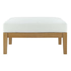 Modway - Bayport Terrasse extérieure Teck Ottoman in Blanc naturel-Coussin résistant à l’eau et aux UV