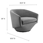 Modway - Series Performance Velvet Tissu Chaise pivotante - Gris-Revêtement en velours de performance