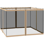 Outsunny - Moustiquaire de rechange pour gazebo 10 pi L x 10 pi l, beige-Quatre panneaux séparés avec une fermeture éclair sur chaque panneau pour se connecter à la pièce adjacente  