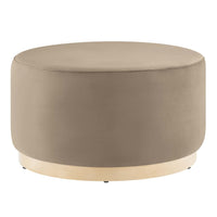Modway - Tilden Grand Velours rond de performance de 29" Rembourré Ottoman - Taupe Natural-Revêtement en velours de performance