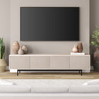 Hudson&Canal - Meuble TV Whitman pour téléviseurs jusqu'à 85 pouces - Blanc aulne-Construit en acier robuste et en matériaux MDF dans une finition grain noir artisanale