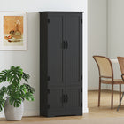 HOMCOM - Armoire de cuisine 60 po avec étagères - noir-Équipé d’un dispositif anti-basculement 