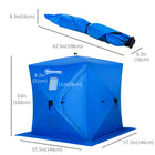 Outsunny - Tente De Pêche Sur Glace Pop-Up 2 Personnes Avec Sac De Transport- Bleu-Une porte zippée pour entrer facilement et librement dans la tente 