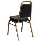Flash Furniture – Chaise banquet empilable HERCULES à dossier trapèze, siège 2,5 po, doré, vinyle noir (FDBHF1AGBK)-Conception à dossier trapèze