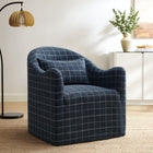 Modway - Bardot Mélange de lin recouvert d’engourdi Chaise d’accent - Denim motif à carreaux fenêtre-Tisserie en mélange de lin