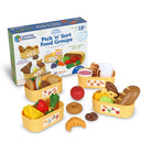 Learning Resources - Nouveaux groupes d'aliments Pick 'n' Sort de Sprouts - Ensemble de 26-Apprenez les groupes alimentaires : les enfants prennent leurs paniers de tri, puis trient les morceaux d'aliments de jeu en fruits et légumes, céréales, protéines et produits laitiers !