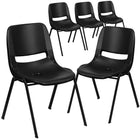 Chaise coquille noir pour enfants ergonomique et empilable de la série HERCULES avec hauteur de siège de 14 po.-Capacité de poids de 440 lb
