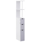 HOMCOM - Armoire de salle de bain étroite avec tiroir et étagères ouvertes - blanc, gris-Avec une silhouette haute et élancée au style moderne   