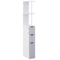 HOMCOM - Armoire de salle de bain étroite avec tiroir et étagères ouvertes - blanc, gris-Avec une silhouette haute et élancée au style moderne   