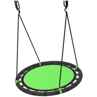 Qaba - Balançoire soucoupe pour enfants - Ronde de 99 cm - Verte-Les tubes métalliques rembourrés de mousse résistent à la rouille et à l'usure 