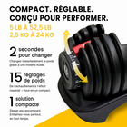 MotionGrey - Ensemble  avec haltère réglable BDST, convertisseur pour barre et support - 5 à 52,5 lb-Convertisseur pour barre permettant d’élargir les possibilités au-delà des exercices avec haltères