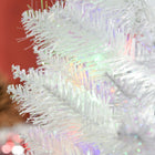 HOMCOM - Sapin de Noël artificiel 7 pi avec lumières DEL colourées - blanc-La forme crayon ne prend pas beaucoup de place au sol ou sur la table, convient aux petites pièces ou à un deuxième sapin de Noël dans une entrée 