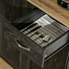 HOMCOM - Buffet moderne 71 po avec huche, rangement, tiroir et support pour micro-ondes - noir-Matériau : Panneau de particules 