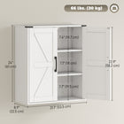 HOMCOM - Armoire murale de salle de bain style ferme avec portes de grange et étagères ajustables - blanc-Panneau de particules solide avec un revêtement en mélamine résistant à l’eau pour plus de durabilité