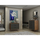 Manhattan Comfort - Ensemble de commodes de chambre à coucher mid-century modern rockefeller - nature et gris texturé - ensemble de 2-Choisissez le design de votre poignée lorsque le produit est chez vous Option pour une poignée découpée ou un look affleurant