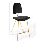 Modway - Ponder Performance Velvet Tabouret de bar - Noir-Cadre en acier inoxydable doré