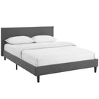 Modway - Anya Tissu Lit plein, Gris-Rembourré dans un tissu polyester