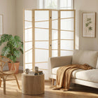 HOMCOM - Paravent autoportant à 4 panneaux - bois naturel-Dimensions totales : 63 po L x 0,7 po P x 66,9 po H (160 x 1,8 x 170 cm)  
