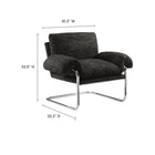 Modway - Ansel Tissu Boucle Chaise d’accent - Charbon de bois-Cadre en acier inoxydable poli