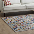 Modway - Laleh Mosaïque géométrique Tapis 4 pi l x 6 pi L - Multicolore-Dessous en caoutchouc rainuré de préhension 