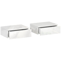 HOMCOM - Tables de chevet flottantes avec tiroir - blanc - lot de 2-Ensemble de deux tables de chevet flottantes ajoutant équilibre et style à votre chambre
