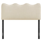 Modway - Athena Rayé Tissu tapis Tête de lit Queen size, Rayures d’avoine-Assemblée requise