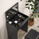 HOMCOM - Coiffeuse avec miroir rabattable et tabouret rembourré - 23,7 po L x 15,8 po l x 31,1 po H - noir-Fabriqué en bois aggloméré solide, il résiste à des années d'utilisation fiable 