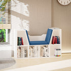 HOMCOM - Bibliothèque à 6 compartiments avec coussin de siège - bleu-Six compartiments pour ranger des livres, des décorations et plus encore 