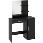 HOMCOM - Coiffeuse avec miroir - 35,4 po L x 15 po l x 54,3 po H - noir-Un miroir clair rend votre maquillage plus pratique 