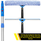 Gritt Commercial - Ensemble professionnel de nettoyage de vitres - Raclette de 18 po - Lave-vitres de 18 po - Perche télescopique de 6 pi - Lot de 2-Les outils se fixent facilement au manche télescopique inclus de 6 pi