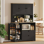 HOMCOM - Armoire de cuisine 64 po avec 3 compartiments et 2 tiroirs - noir-Les étagères réglables s'adaptent facilement aux articles de cuisine de différentes hauteurs 