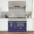 Kucht - 48 po Série KDF Cuisinière Pro Style à double combustible - Acier inoxydable/Bleu-Prêt pour le propane liquide pour une compatibilité flexible avec les sources de carburant