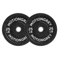 MotionGrey - Disques de musculation premium - Disques olympiques pour haltérophilie - 25 lb - Noir - Lot de 2-Plaques avec revêtement en caoutchouc durable : Revêtement épais qui réduit le bruit, protège le sol et assure une durabilité à long terme